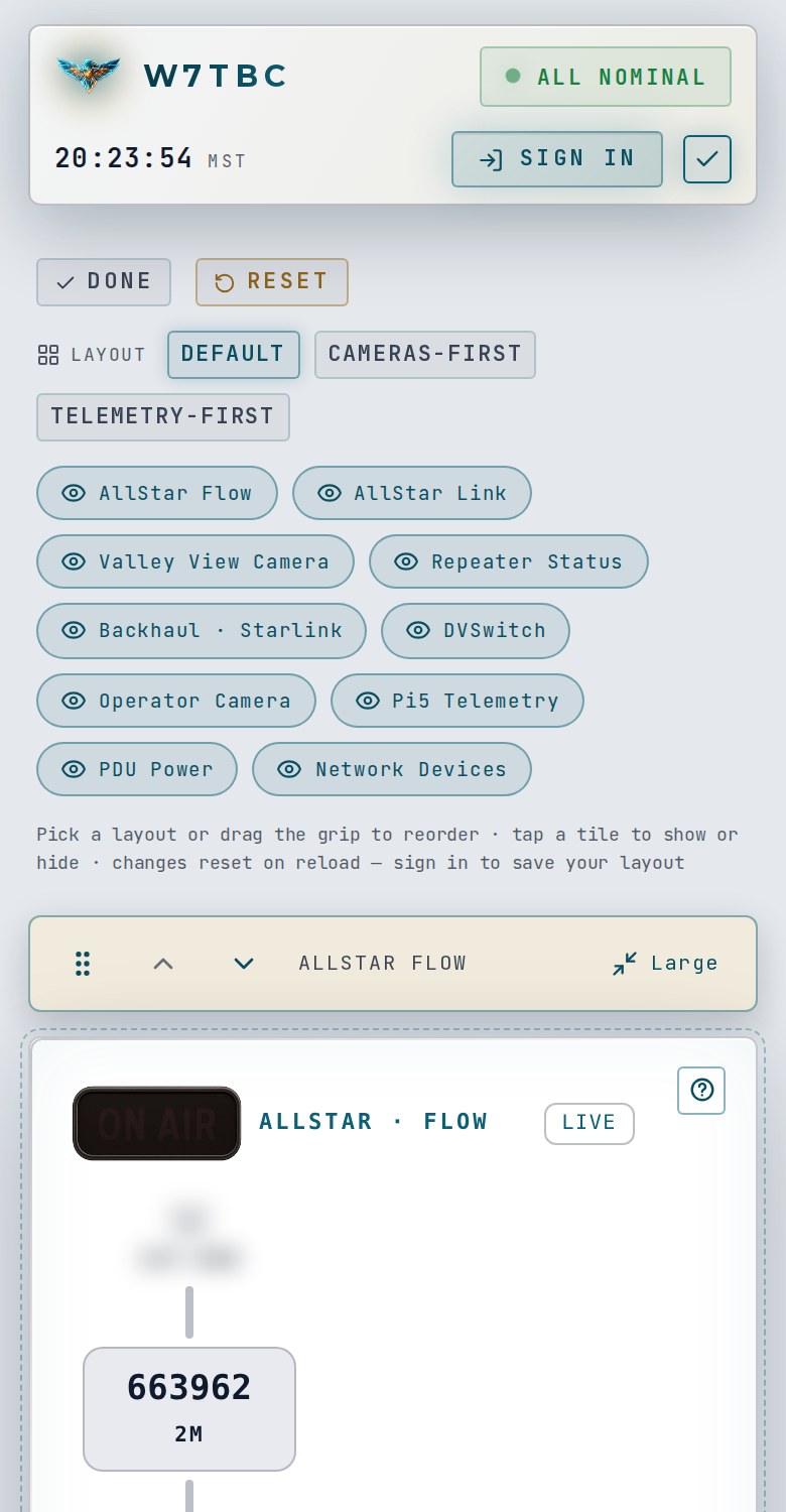 Arrange mode on a phone: the toolbar's layout buttons and tile chips, with a tile bar below.